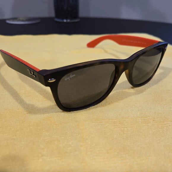 Ray Ban New Wayfarer Sunglasses - RB 2132 6180/R5 - Orange/Blue/Tortoise Shell - Picture 1 of 13